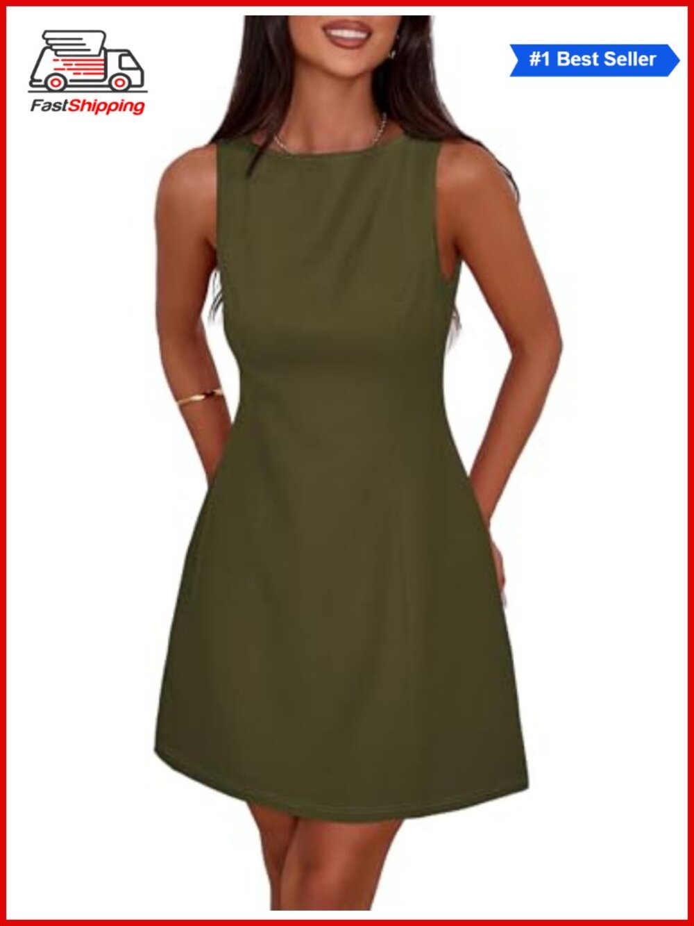 ✨ PRETTYGARDEN Women Formal A Line Mini Dress Boat Neck Sleeveless Summer